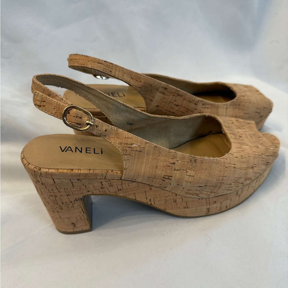 Vaneli Cork Textured Slingback Heels